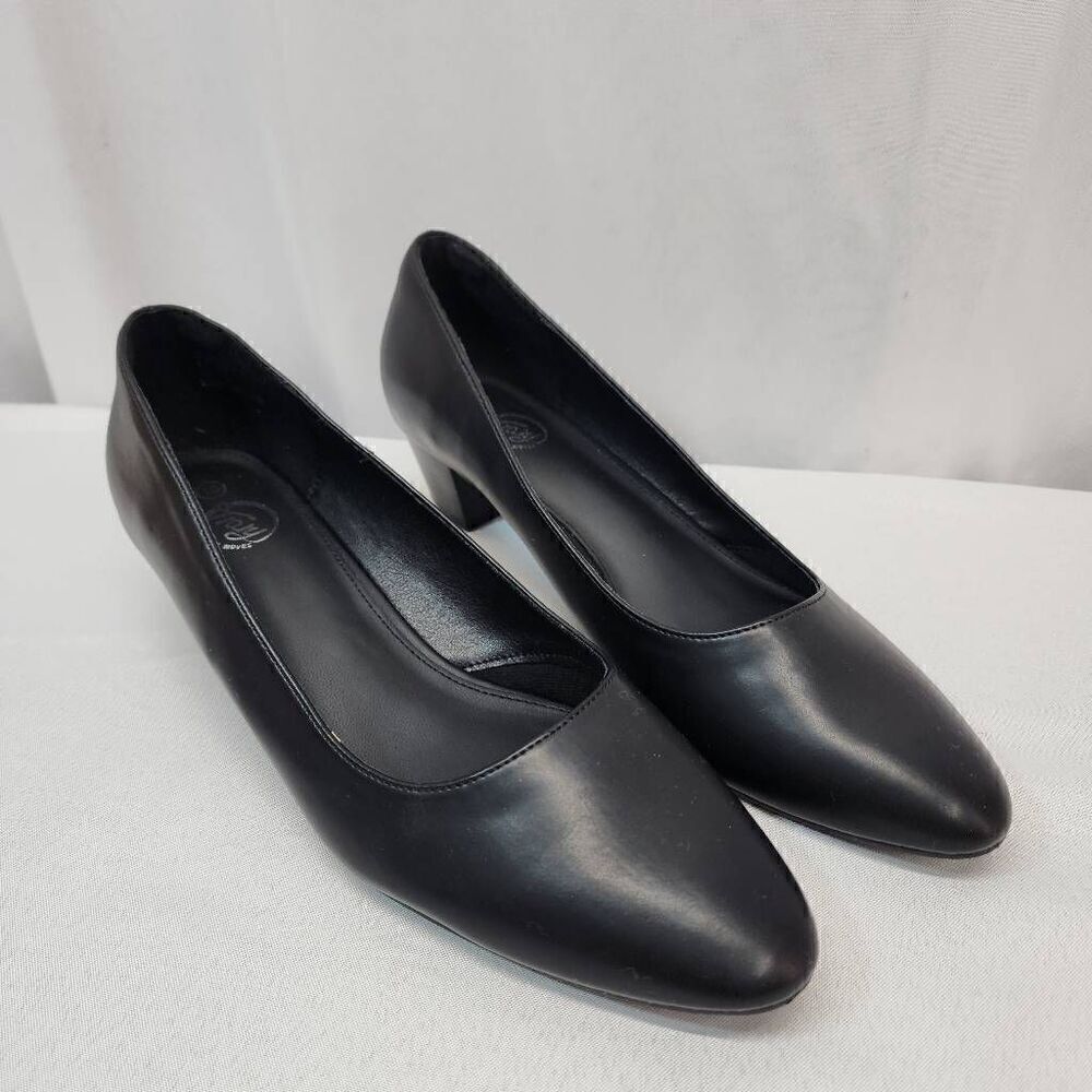 Trary Size 10 Women's Low Black Heels Round Toe Chunky Block 1.8" Heels Pumps Co